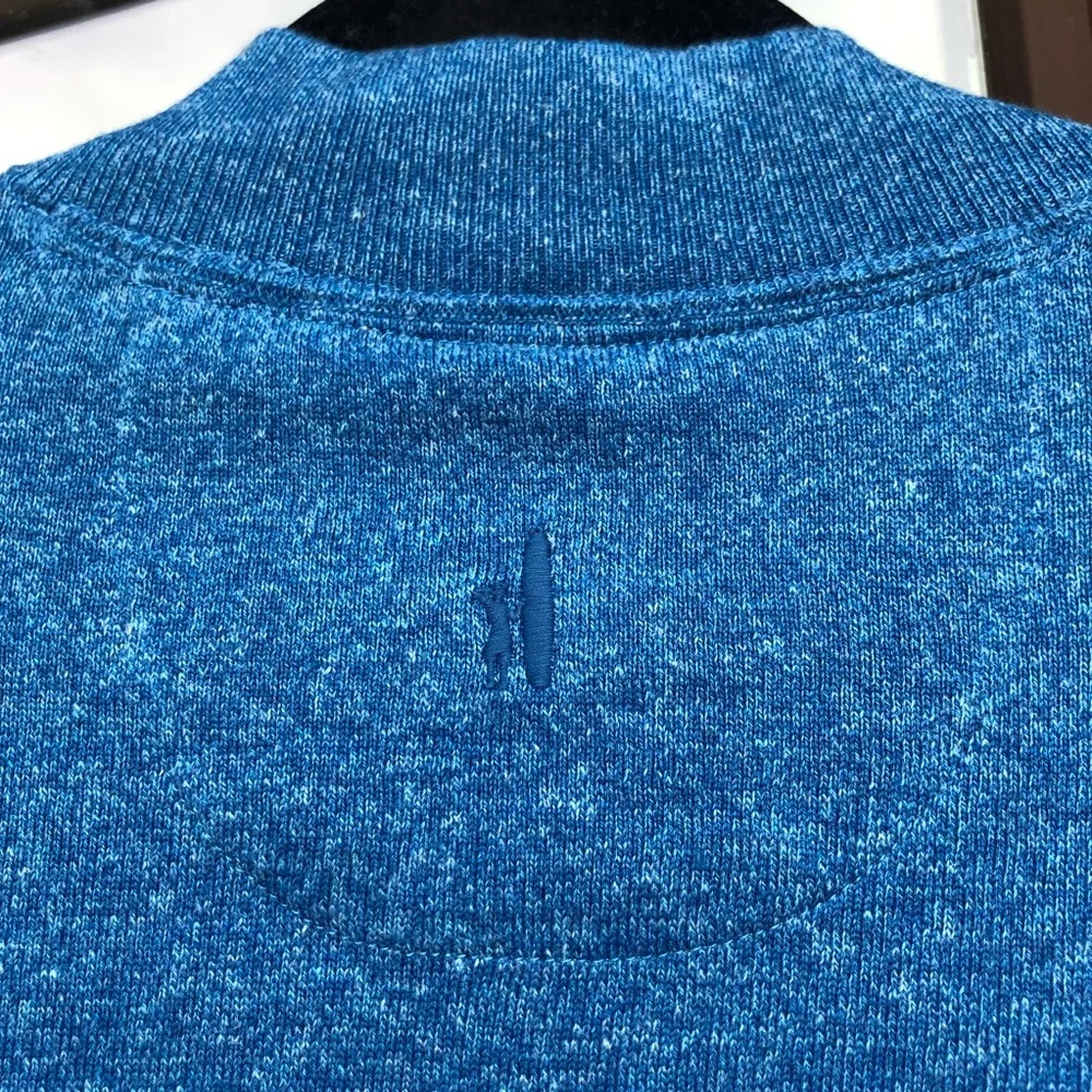 Johnnie-O Ash Cotton & Linen Henley Sweater Oceanside Blue M